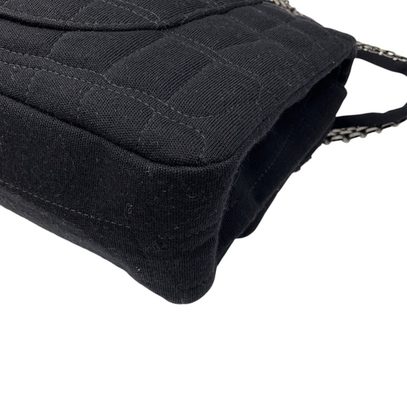 CHANEL BLACK QUILTED JERSEY 2.55 FLAP HANDBAG - Picture 10 of 16